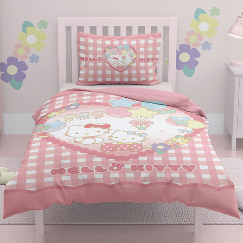 Pink Hello Kitty Cotton Single Quilt Cover Set